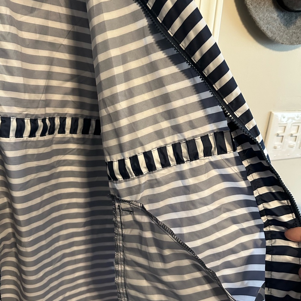 Big Chill Woman’s Navy and White Striped Raincoat - Picture 15 of 16